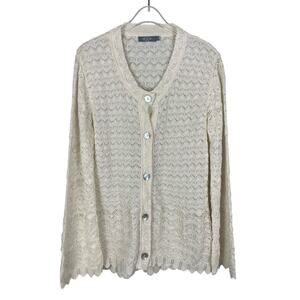 MFH Knits 100% Baby Alpaca Cardigan Sweater Boho Cottagecore Cream Size Small